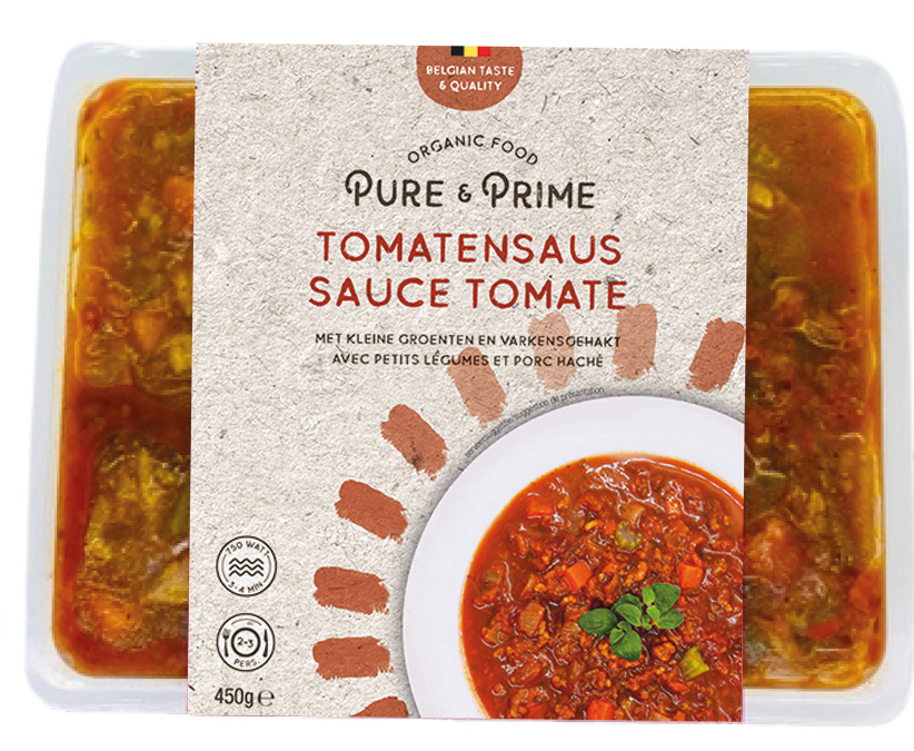 Pure & Prime Verse saus - tomaten - kleine groenten - varkensgehakt bio 450g